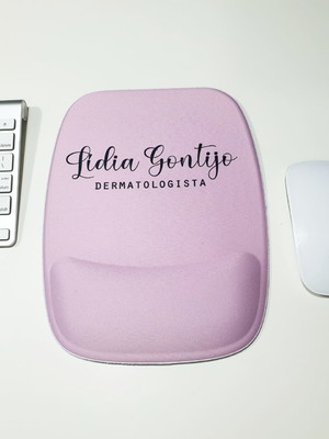 Mouse pad retangular com apoio - dermatologista rosa