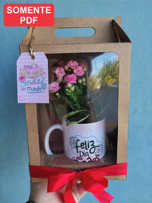 Arquivo digital caixa para caneca com flor dia das mães