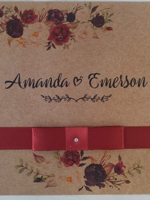 Convite casamento rustico marsala