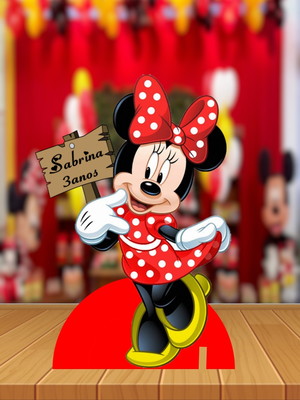 Centro de mesa minnie vermelha, 10 peças