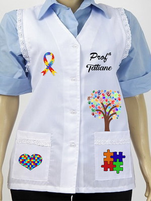 Avental jaleco professora - personalizado autismo