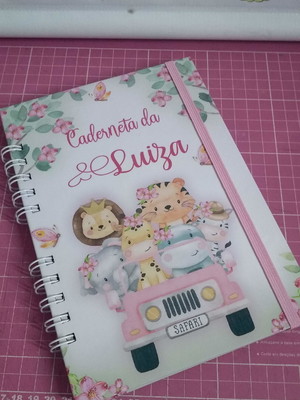 Caderneta de vacina personalizada safari rosa menina+brinde