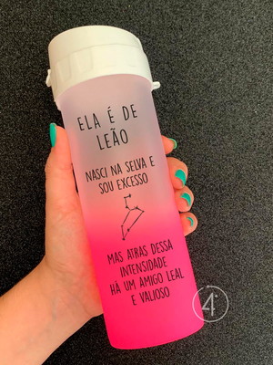 Garrafa personalizada degradê signo leão - várias cores
