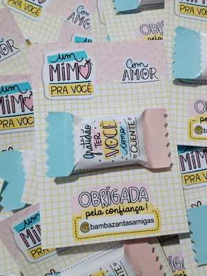 Bala personalizada com cartão agradecimento