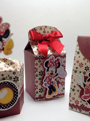 Centro de mesa caixa sextavada minnie