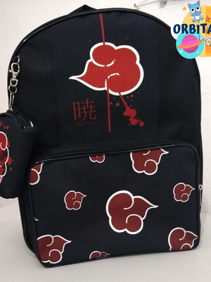 Kit mochila + estojo akatsuki (naruto - modelo nuvens)