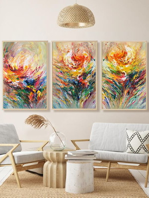Quadros decorativos contemporâneo floral colorido premium