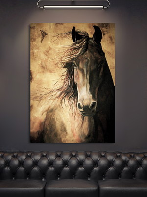 Quadro decorativo cavalo marrom contemporaneo premium