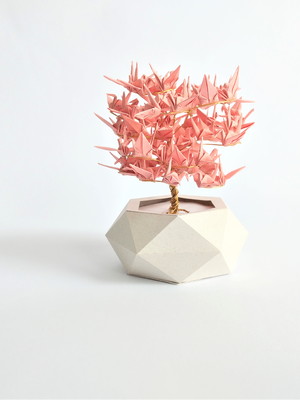 Bonsai de papel : tsuru rosa