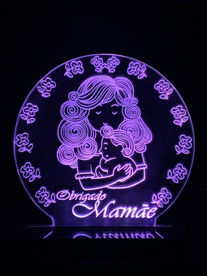Luminária mesa/bancada acrílíco led 3d rgb - mãe