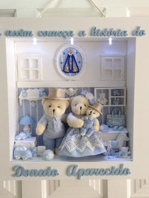 Quadro maternidade pingo de amor - azul e branco
