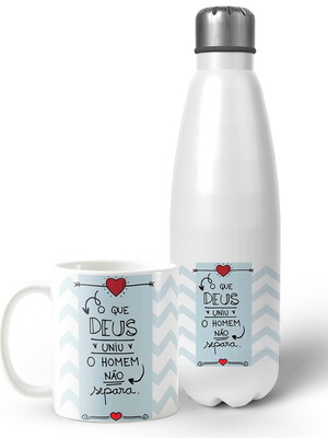 Kit presente dia dos namorados garrafa térmica e caneca