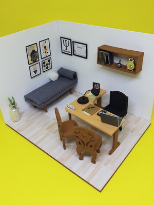 Quadro cenário miniatura consultório psicologia - psicólogo