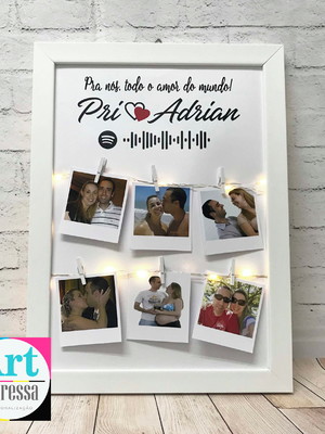 Quadro interativo personalizado com fotos e led