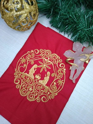 Guardanapo bordado natal