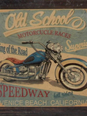 Azulejo vintage moto harley azul "speedway" 15,5 x 15,5 cm