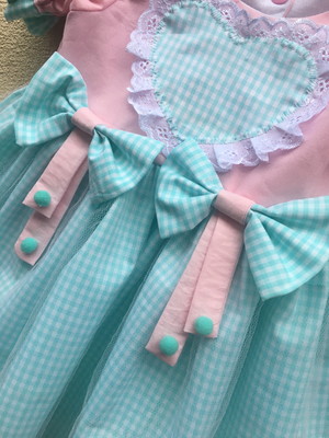 Vestido junino coração candy colors