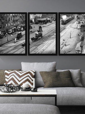 Quadros cidade preto e branco: com vidro