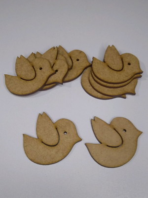 50 apliques pássaros 5x5 mdf