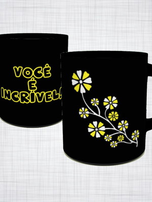 Caneca porcelana preta vocé é incrível