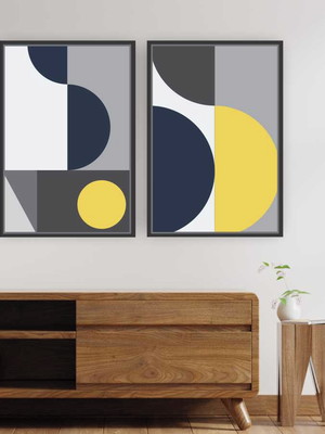 Quadro composição duplo bauhaus 95x63 com moldura