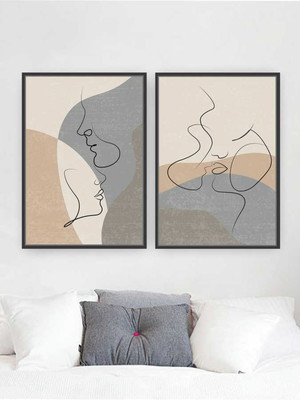 Quadro composição duplo casal traço abs 95x63 com moldura