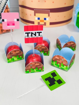 Forminha e topper de doce minecraft