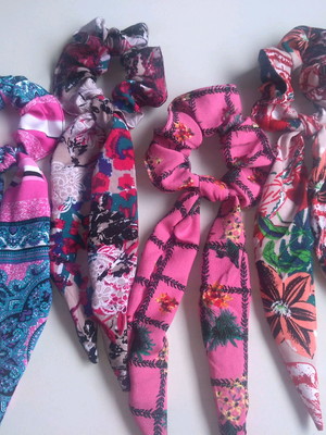Faixa laço longo scrunchies ,com elástico para cabelo