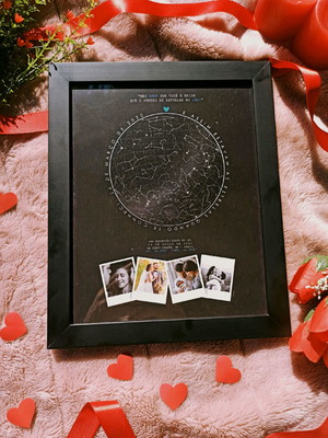 Quadro personalizado mapa das estrelas com foto