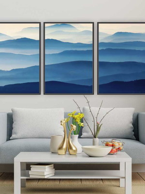 Quadros tela canvas composição trio horizonte 45x30cm