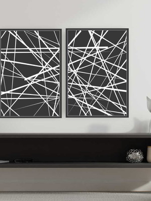 Quadro composição duplo multilinhas 63x42 com moldura
