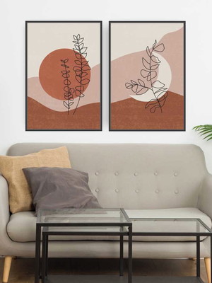 Quadros composição duplo sol e lua 95x63 com moldura