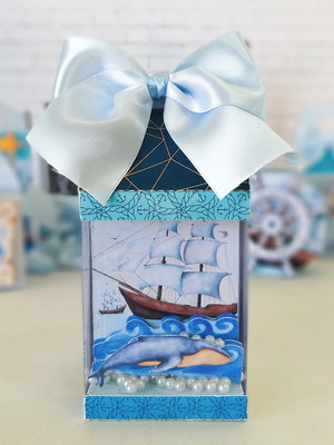Caixa milk com visor marinheiro aquarelado