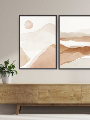 Quadro composição duplo onda terra 45x30 com moldura
