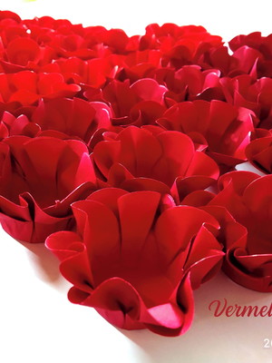100 forminhas para doces flor dupla papel vermelha promoção!
