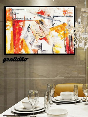 1 quadro grande abstrato colorido molduras