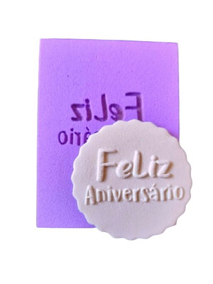 Ce-tf16 marcador textura feliz aniversário biscuit