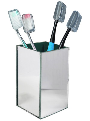 Porta escova caneta objetos organizador vidro espelhado 10x6