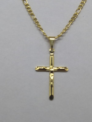 Corrente3x1 folhada a ouro 18k 70 cm com pingente