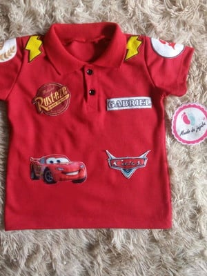 Camiseta polo infantil carros