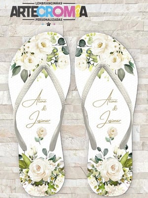 Chinelo personalizado casamento floral