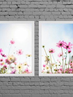 Conjunto 2 quadros flores com moldura