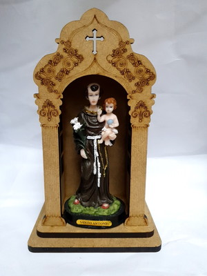 Imagem santo antônio resina com oratório capela madeira