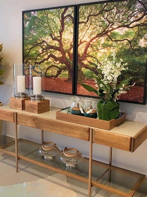 Conjunto 2 quadros árvore natureza paisagem moderno premium