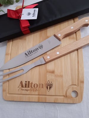 Kit churrasco 02 peças e tabua - 147747 - presente personali