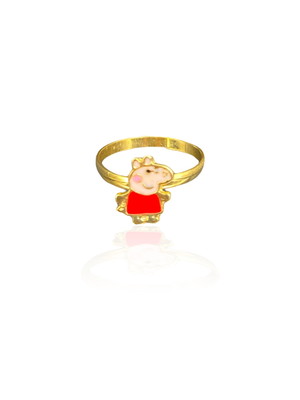 Anel infantil pepa pig banhado a ouro