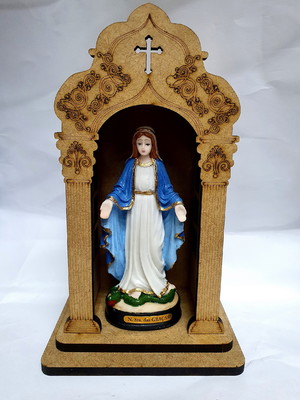 Imagem nossa senhora graças com oratório capela madeira