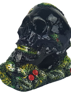 Enfeite decorativo de aquário cranio com musgo pequeno