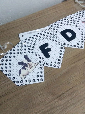 10 unidades bandeirolas personalizadas bulldog francês