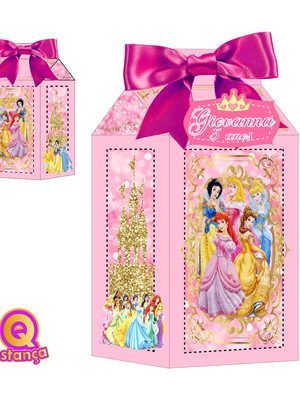 10 caixas milk princesas pers. com aplique 3d sem laço